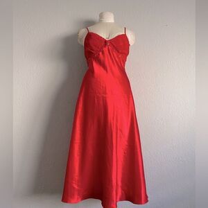 Vintage Delicates Red Maxi Slip With Sequin Trimming Size Large